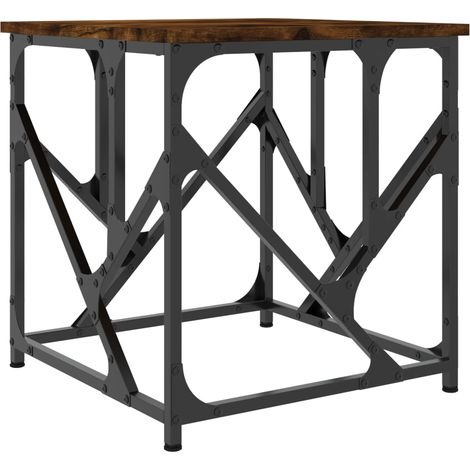Mesa de centro de diseño industrial 45 x 45 x 47,5 cm madera de ingeniería y metal marrón DEC038401