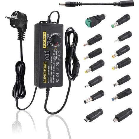 120W Alimentation Réglable 3V 24V Max 5A Commutation Universelle Adaptateur AC vers DC Convertisseur 100V-240V AC/DC avec Affichage de Tension LED et 14 Conseils Couramment Utilisés (1/5)