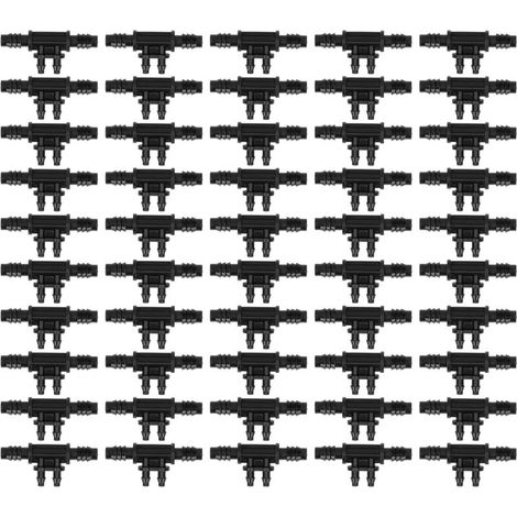 50 Stück 4-Wege-Mikro-Bewässerungs-Gartenschlauchverbinder 8/11 Umdrehungen 4/7 mm Tropfbewässerungsanschlusszubehör