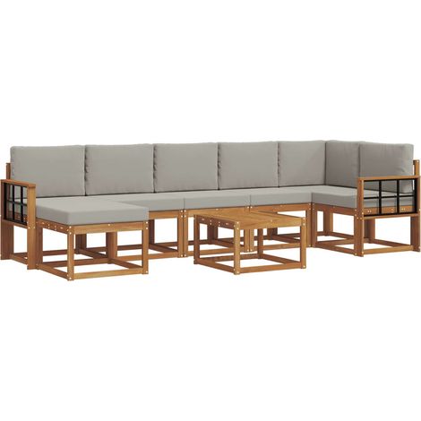 Conjunto de sofás de exterior 8 pcs Gris Natural y Claro vidaXL (1/5)