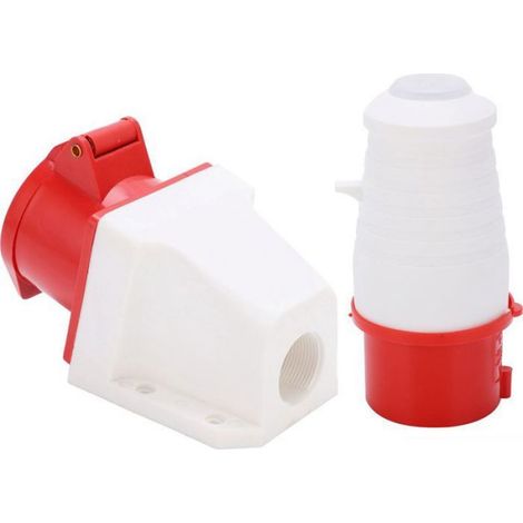 Prise industrielle 16A 5 pôles IP44 étanche 380V triphasée avec terre pour installation en surface (1/5)