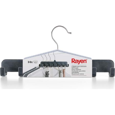 Rayen Grigio capacità del Gancio per Cintura per 14 unità Colore Scuro Appendiabiti per Appendere o Altri Accessori Dimensioni, 5 x 14,4 x 4,5 cm ABS Floccato, 31,5x14x4,5 cm (1/5)