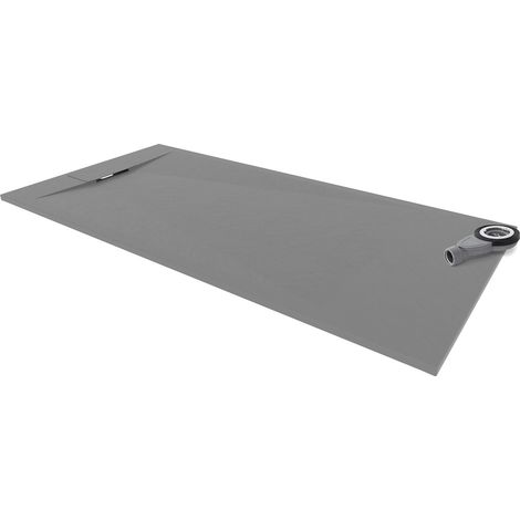 Plato de Ducha Extraplano SMC POLAR 70x140 cm - Gris RAL7030 - Antideslizante, Textura Piedra, Duradero - Incluye Sifón