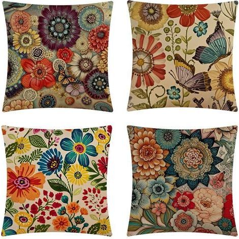 Set of 4 Outdoor Cushion Covers - Waterproof with Polyurethane Coating - 45x45 cm - For Garden Sofa and Chair