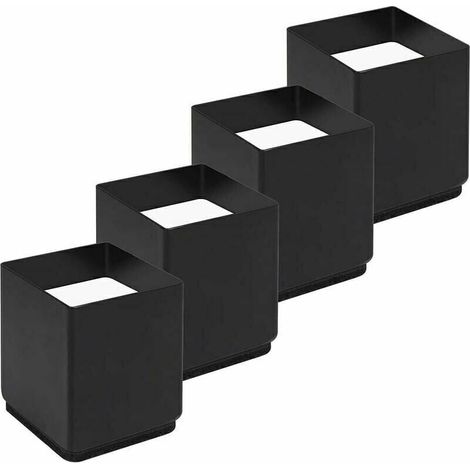 4er-Set Bettbeinerhöhungen – Kohlenstoffstahl – Erhöht die Höhe um 5 cm – Geeignet für Tische, Stühle oder Sofas – Platzsparend für Büro und Schlafzimmer – Schwarz (1/4)