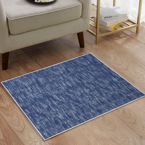 Tapis moderne bleu Haperlare 60 x 90 cm - Lavable en machine, antidérapant, à poils courts, idéal pour le salon, la chambre et la buanderie. (1/5)