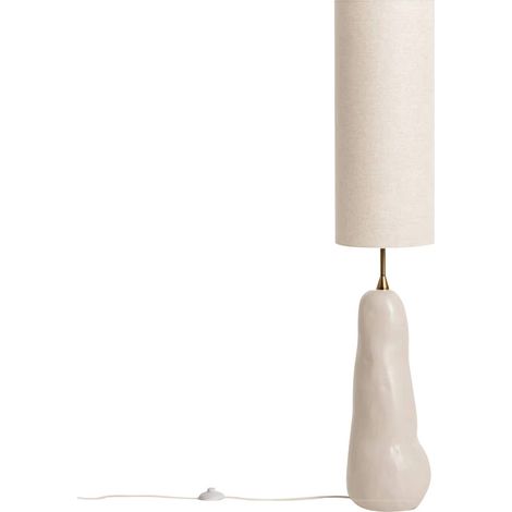 Lampe sur pied intérieur céramique et tissu Ø27cm taupe - Auro