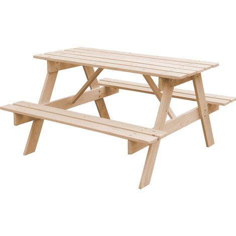 Mesa de picnic infantil - 90x90xA50 cm - para exterior o interior - Set Infantil de Mesa y Bancos de Madera - TIMBELA M018-1 (1/5)
