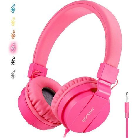 Verstellbare und einfach zu bedienende Over-Ear-Kopfhörer für Kinder, kompatibel mit Mobiltelefonen, Smartphones, iPhones, Laptops und MP3/4-Playern. (1/5)