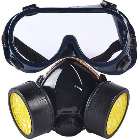 Enowelir Masque respiratoire réutilisable, masque à double filtration protection contre les vapeurs toxiques, masque chimique anti-poussière anti-gaz pour peinture bricolage travaux de ponçage (noir) (1/4)
