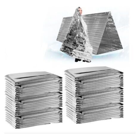 BUNTHAUS (Argent, Paquet de 10)Couvertures Thermiques d'urgence en Mylar, conçues pour la NASA, l'extérieur, la Survie, Les Premiers Secours (1/5)