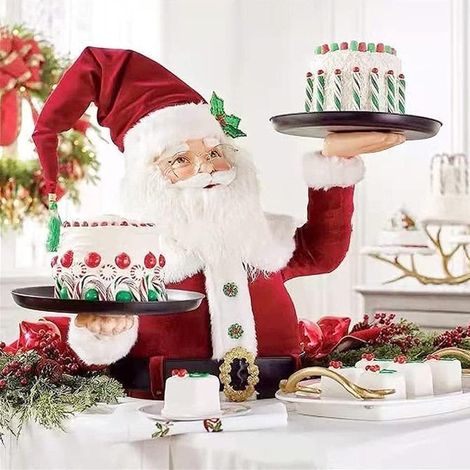 Assiette Décorative Noël Père Noël Bonhomme de Neige Plateau Résine Porte-Bonbons pour Dîner et Fête (1/2)