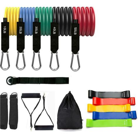 17 Pcs/set Latex Resistance Bands Fitness Training Exercise Yoga Tubes With Bag (1/5)