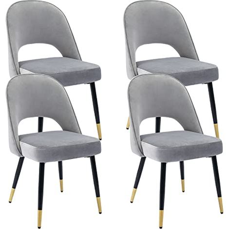 Wahson Dining Chairs 4Pcs in Velvet Modern Kitchen Chairs with Backrest for Living Room Restaurant Cafe, Beige