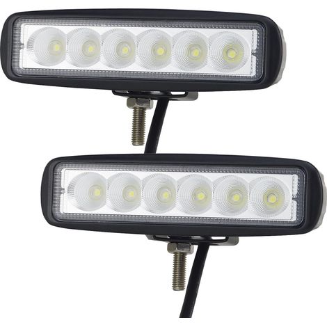 2 piece 6 inch 18W Flood Phare de Travail barres d'éclairage LED, feux de travail à large faisceau pour camions tout-terrain SUV et 4x4 Feux antibrouillard (1/5)