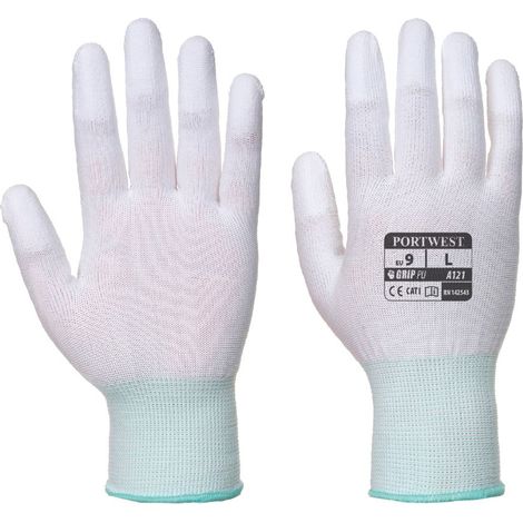 Guanti con dita rivestite in PU bianco L - Taglia 9