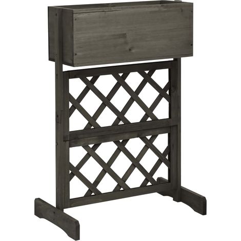 Fioriera da giardino a traliccio grigia 45 x 30 x 74 cm in legno di abete 020000874