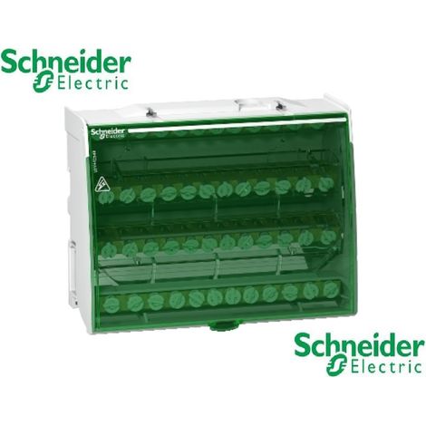 Schneider Electric – Répartiteur étagé tétrapolaire 125A 4P – 4x12 trous – Montage rail DIN – Pour installations électriques modernes