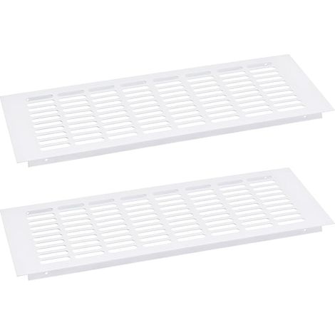 2Pcs 400x150mm Air Vent Cover Grille Aluminum Alloy Mesh Rectangular Louver Vent Grille White (1/5)