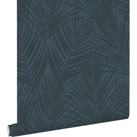papier peint feuilles de palmier bleu foncé - ESTAhome (1/5)