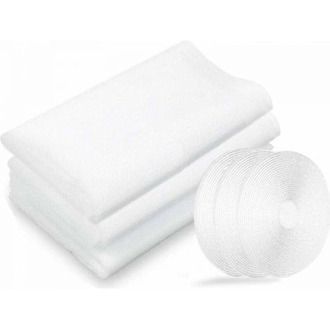 Filet moustiquaire, moustiquaires de fenêtres, 3 paquets 130 cm x 150 cm Insectes de la protection de la fenêtre se moustiquaire fenêtres, avec 3 rouleaux de rubans adhésifs, blanc (1/5)