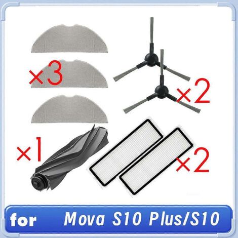LAN Pièces de rechange pour aspirateur robot Mova S10 Plus/S10 : brosse latérale rotative, filtre HEPA et lingette de nettoyage (1/5)