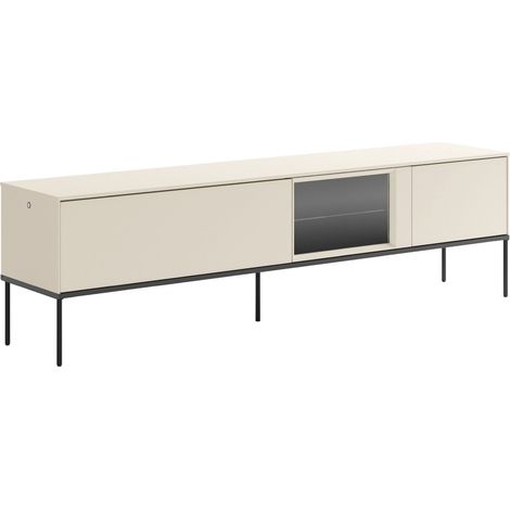 Selsey Bellezo – TV-Lowboard mit beleuchteter Glasvitrine 196 cm, Creme (1/5)