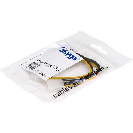 2x Molex - PCI-E 6-Pin-Kabel für Akyga AK-CA-13-Stromversorgung von Grafikkarten (Stecker/Buchse), 15 cm (1/5)