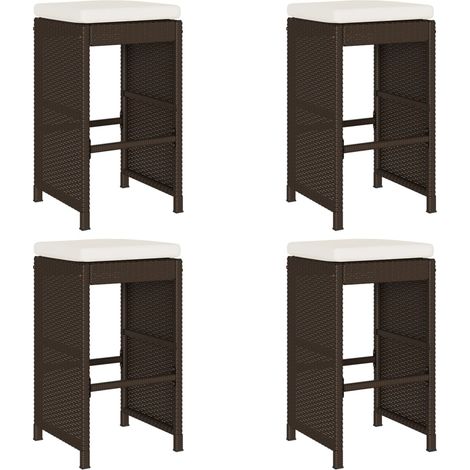 Maison Exclusive - Garten-Barhocker mit Kissen 4 Stk. Braun Poly