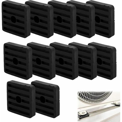 BEBUSINGOTO 12 piezas amortiguadores de vibraciones de goma para aire acondicionado, almohadillas antivibración para condensador de aire acondicionado split exterior, color negro. (1/5)