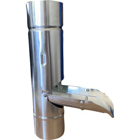 Raccord pour gouttière à clapet en zinc – Clapet basculant pour évacuation efficace – Diamètre 80 mm – Longueur 31,5 cm – Gromo