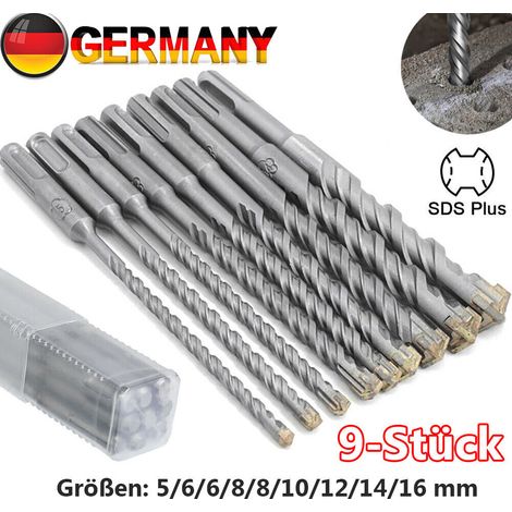 SDS-plus Betonbohrer Set 9x Bohrer Steinbohrer Bohrerset Hammerbohrer Ø5-16MM (1/5)