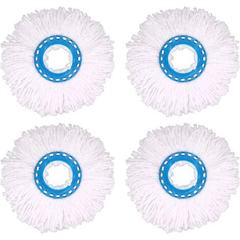 4Pcs Têtes Microfibre Balai, Tête de Vadrouille Rechange Rond Têtes Mop Rotation à 360 pour Nettoyage des Sols (Diamètre 16 cm)