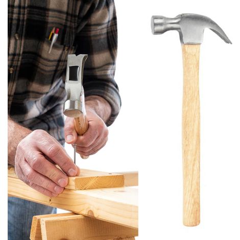 Nagelziehhammer mit Kopf aus hochkohlenstoffhaltigem Stahl, ergonomischem Holzgriff, Heimwerkerwerkzeug für Holzarbeiten, Innenausbau und Haushalt (1/5)