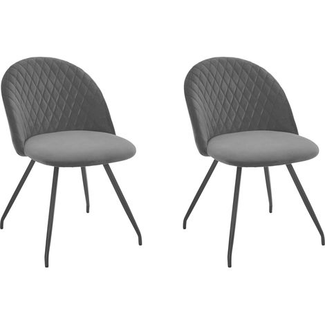 Emma-Chaise de salle à manger en velours gris Lot de 2