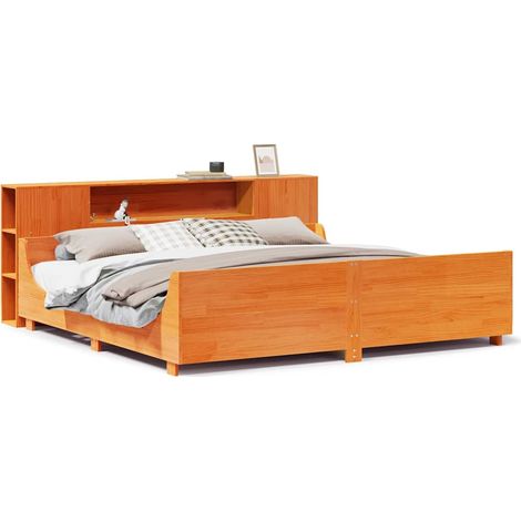 Maison Exclusive - Giroletto senza Materasso Marrone Cera 200x200 cm Legno di Pino (1/5)