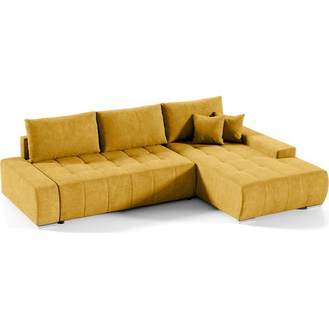 Ecksofa, gerade, umwandelbar, 4-Sitzer, mit Truhe Jonas Gelb