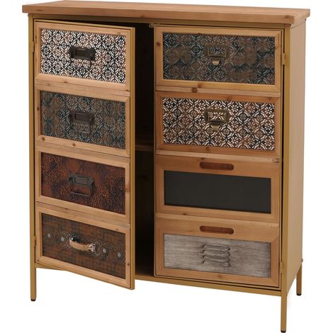 Apothekerkommode HHG-302, Schrank Highboard Staufächer, Vintage Shabby-Look 94x80x35cm, weiß/blau