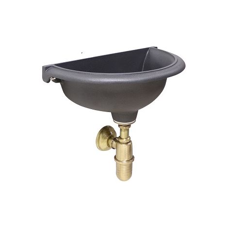 Vasca a muro Taormina per casa giardino balcone da parete lavello color ghisa parete con sifone in ottone a scelta : brunito