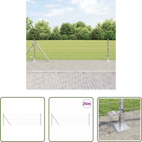 vidaXL Stahlzaun - Zaun mit Pfosten Silber 0,6 x 25 m Stahl (1/5)