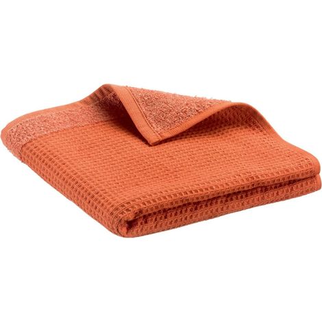 Drap de douche recyclé - Serviette de bain orange et rouge 70 x 130 cm - PANGIVO (1/3)