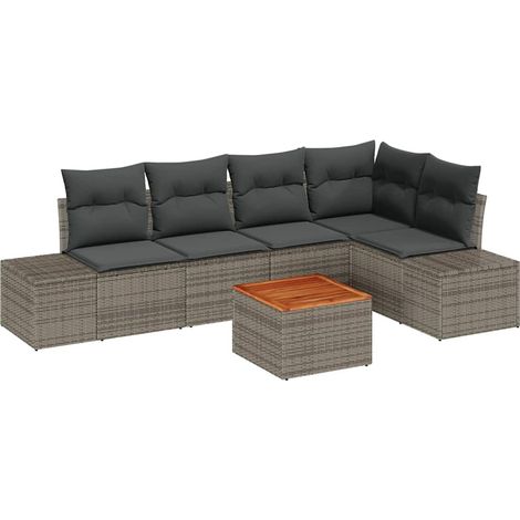Maison Exclusive - Gartensofa-set mit Kissen 6 pcs Grau Poly-Ratt