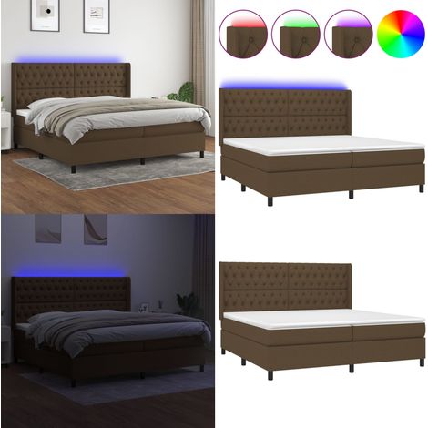 Sommier à lattes de lit matelas et LED Marron foncé 200x200 cm - Sommier Tapissier - Lit Plateforme - Lit Avec Rangement - Lit Design - Lit Moderne - Home & Living (1/5)