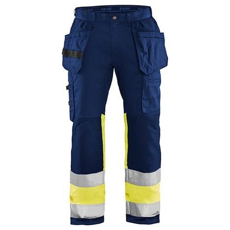 Pantalon de travail haute visibilité stretch 1558 - Marine/Jaune fluo XL - FR(50) - SE(C56) - Courtes (1/2)