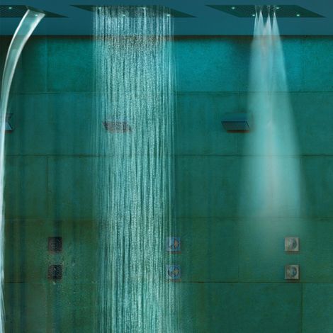 Plafond de douche 4 jets LED RGB chromothérapie noir mat Dream - BOSSINI H389080073 (1/2)