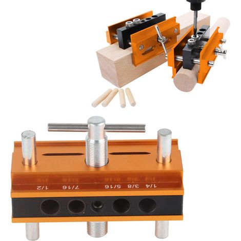 Jeffergarden Gabarit de centrage automatique pour tourillons, jeu de bagues de guidage de perçage en alliage d'aluminium, outil de positionnement pour poinçon à bois, largeur 64 mm (1/5)