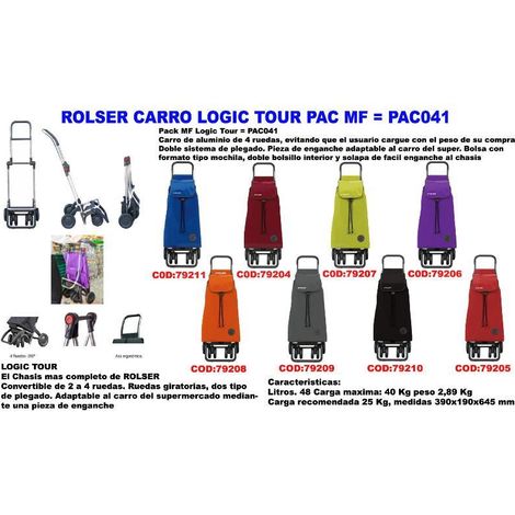 rolser finstock carro logic tour pack mf plegable rojo imx006