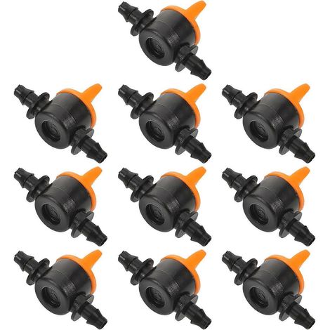 Lot de 10 vannes d'arrêt pour irrigation goutte à goutte, vannes de contrôle de débit durables pour micro-tuyaux, adaptées aux jardins, aquariums et arroseurs paysagers. (1/5)