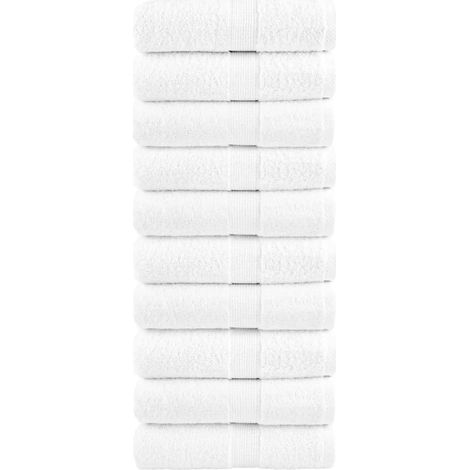 Gants de toilette de qualité supérieure SOLUND, lot de 10, blancs, 30 x 30 cm, 600 g/m²