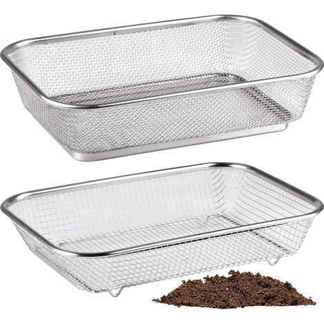 2-Piece Heavy-Duty Compost Sieve, 29.5×21.5×6.3cm Rectangular Sieve (1/5)